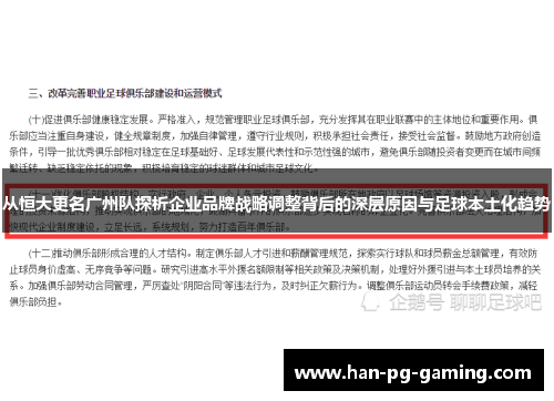 从恒大更名广州队探析企业品牌战略调整背后的深层原因与足球本土化趋势
