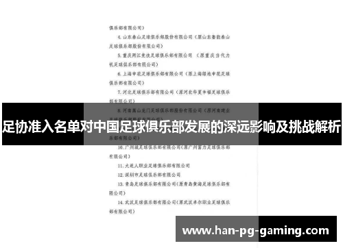 足协准入名单对中国足球俱乐部发展的深远影响及挑战解析